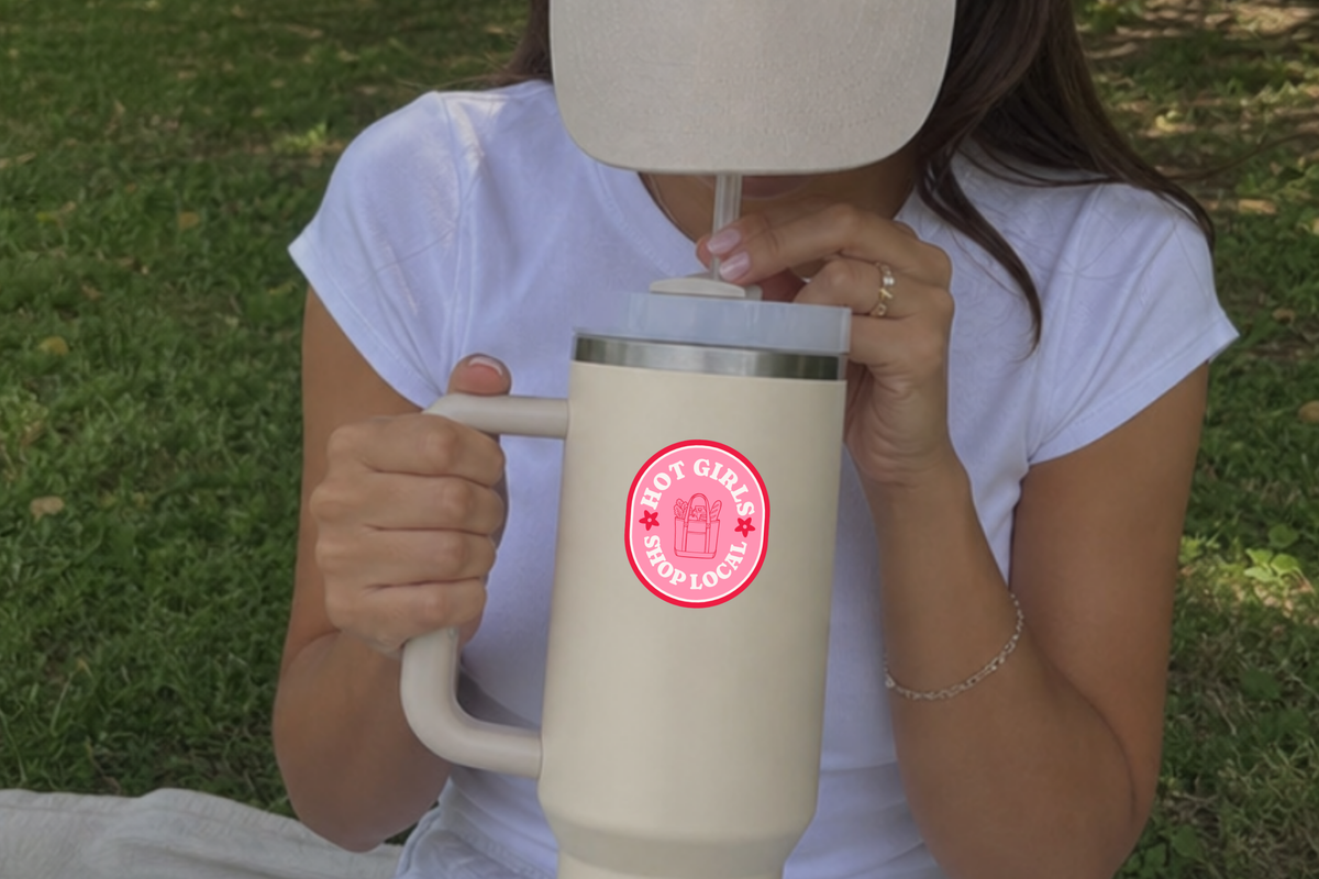 Hot Girls Shop Local Sticker | Pink Shop Small Decal
