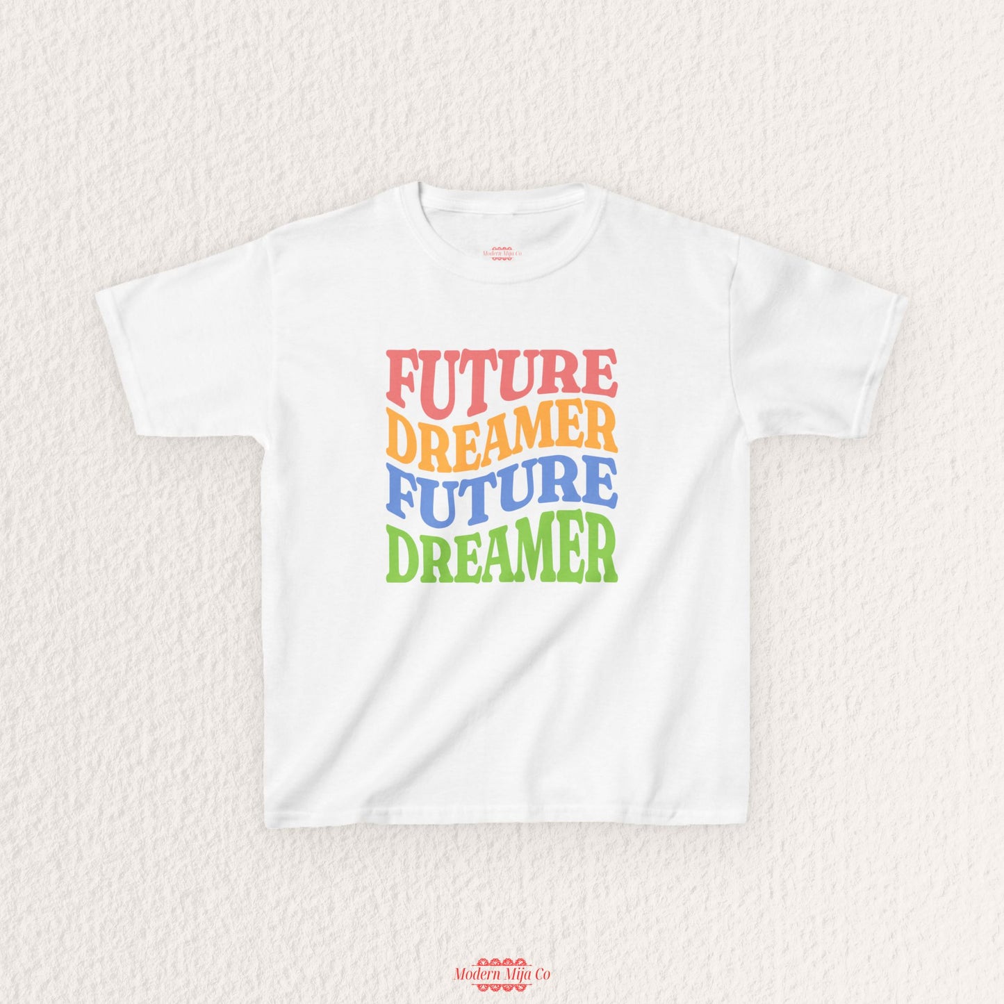 Future Dreamer Kids Tee | Retro Rainbow Stacked Text