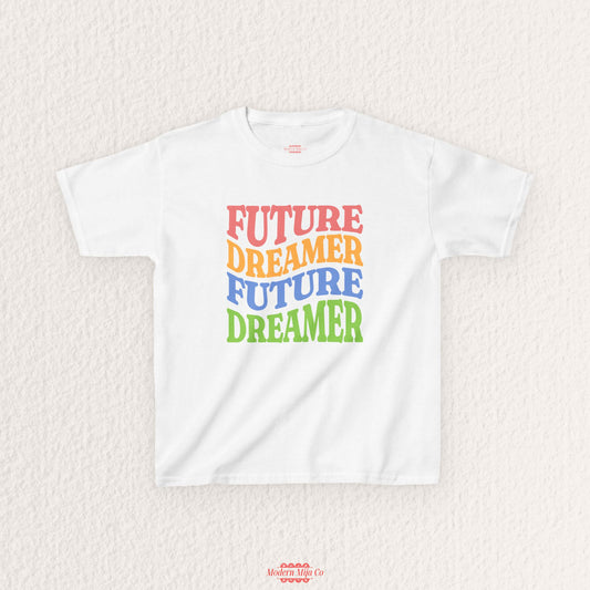 Future Dreamer Kids Tee | Retro Rainbow Stacked Text