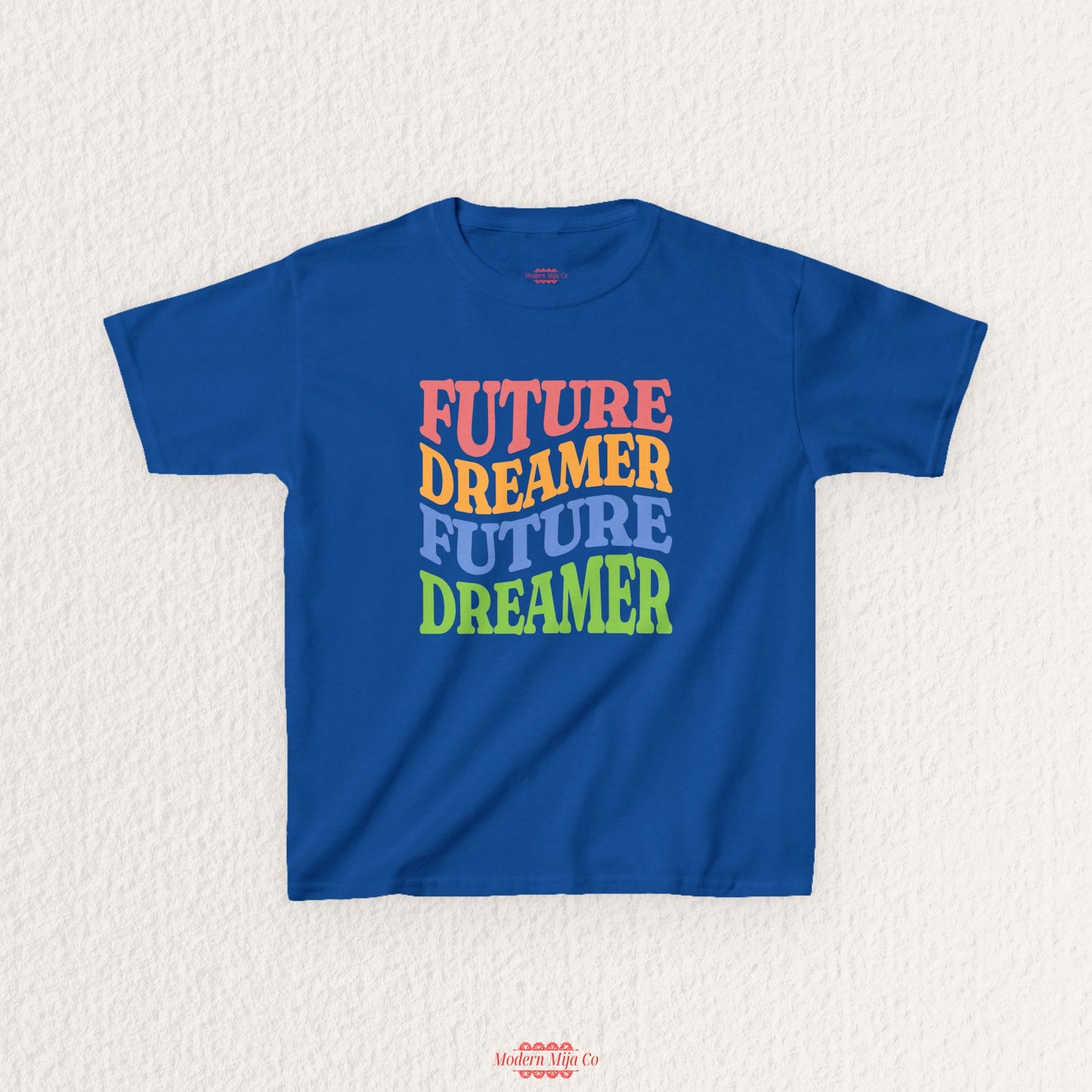 Future Dreamer Kids Tee | Retro Rainbow Stacked Text