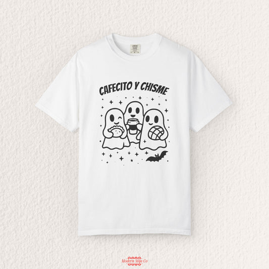 Cafecito y Chisme Tee — Coffee & Gossip Graphic Shirt