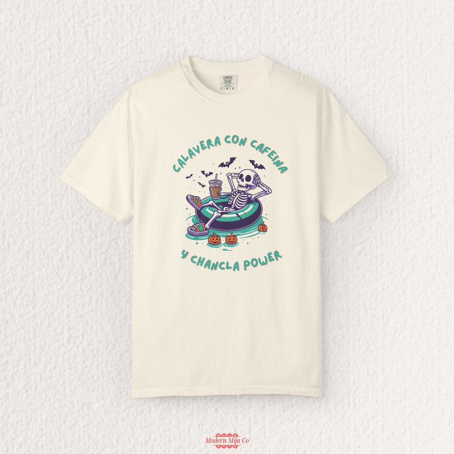 Calavera con Cafeina y Chancla Power T-Shirt