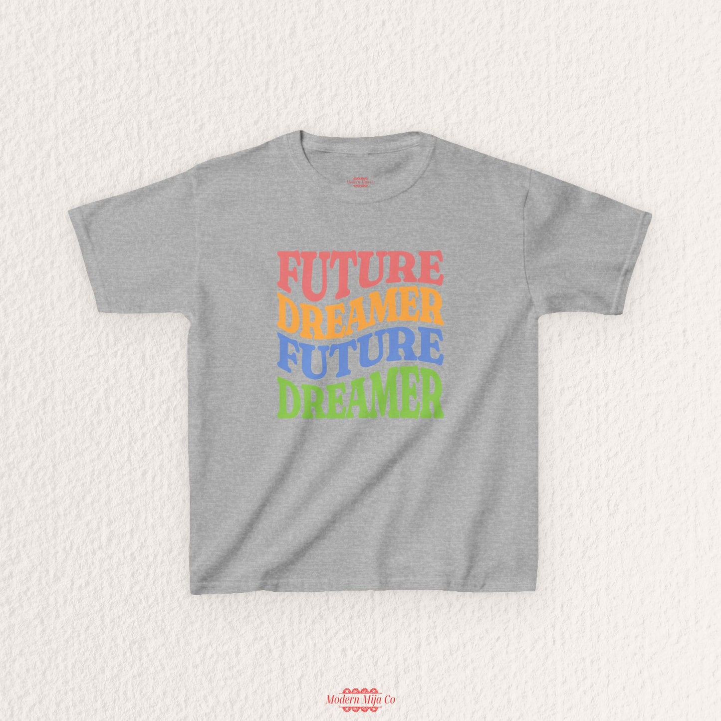 Future Dreamer Kids Tee | Retro Rainbow Stacked Text