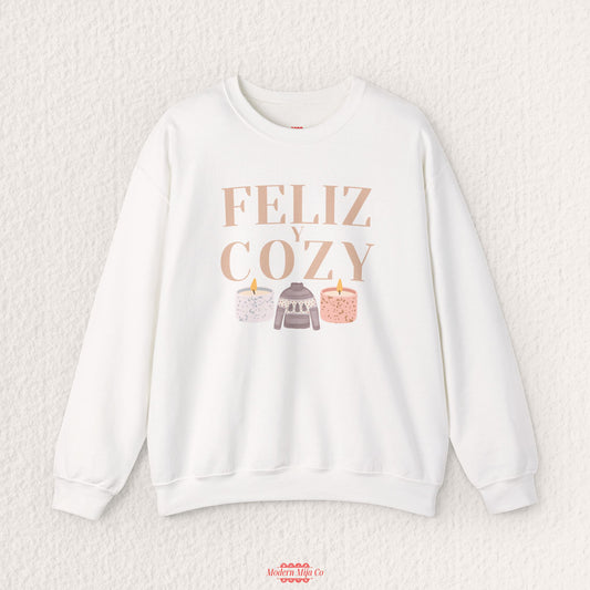 Feliz y Cozy Holiday Sweatshirt — Festive Bilingual Crewneck