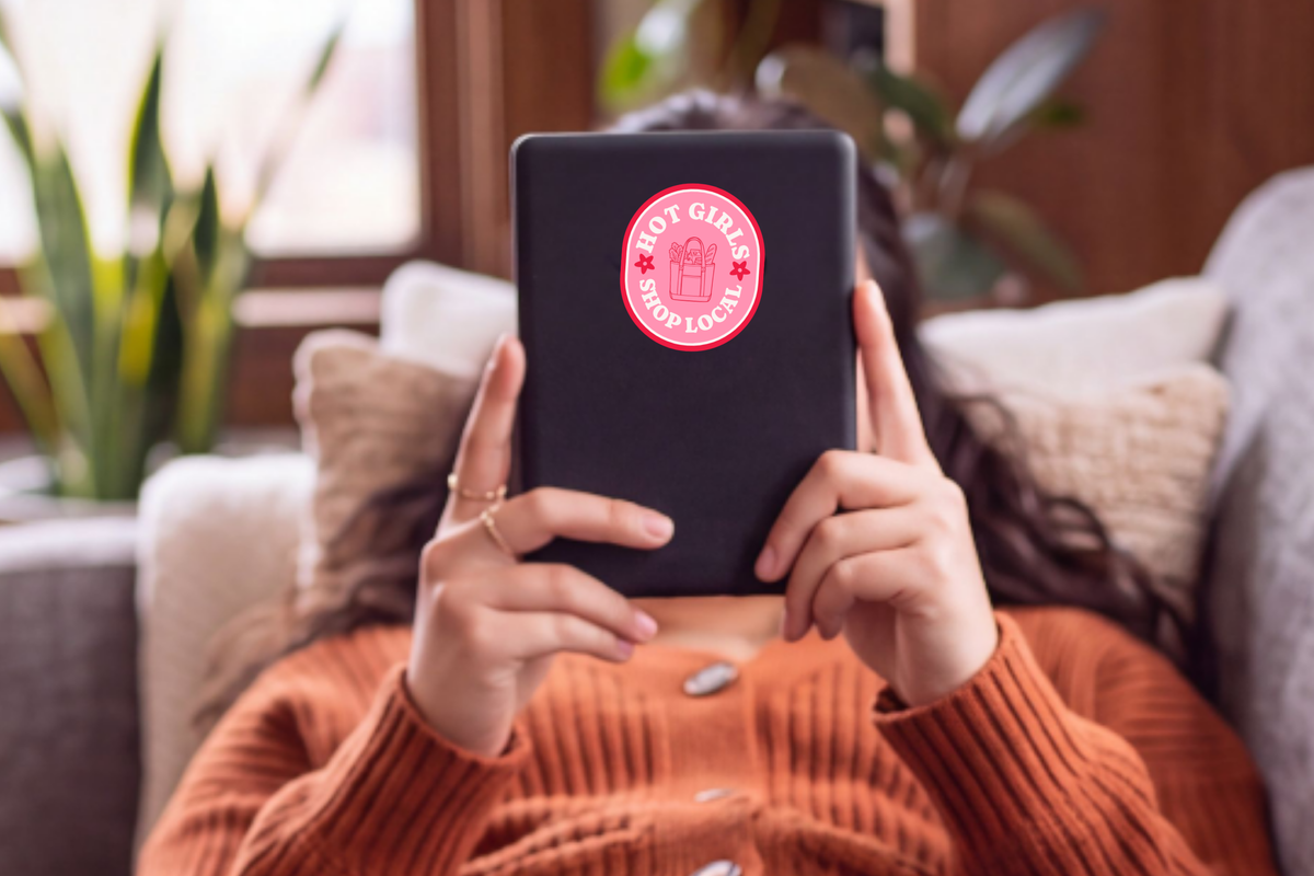 Hot Girls Shop Local Sticker | Pink Shop Small Decal