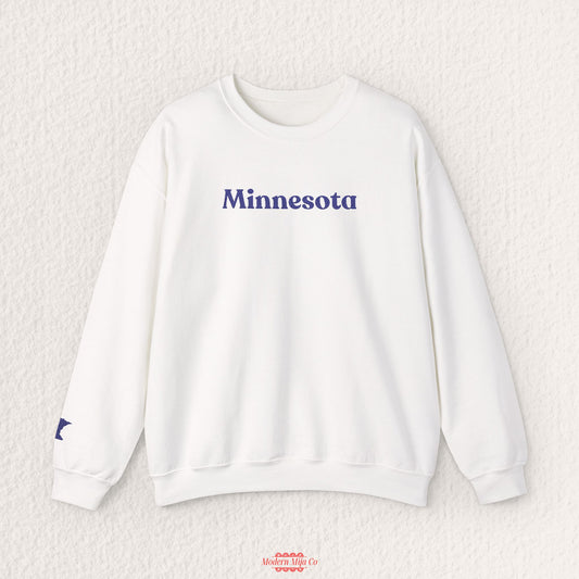Minnesota Embroidered Crewneck — Cozy Midwest Sweatshirt