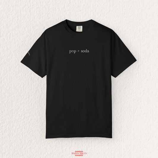 Pop Over Soda Embroidered Tee — Premium Regional Slang Shirt