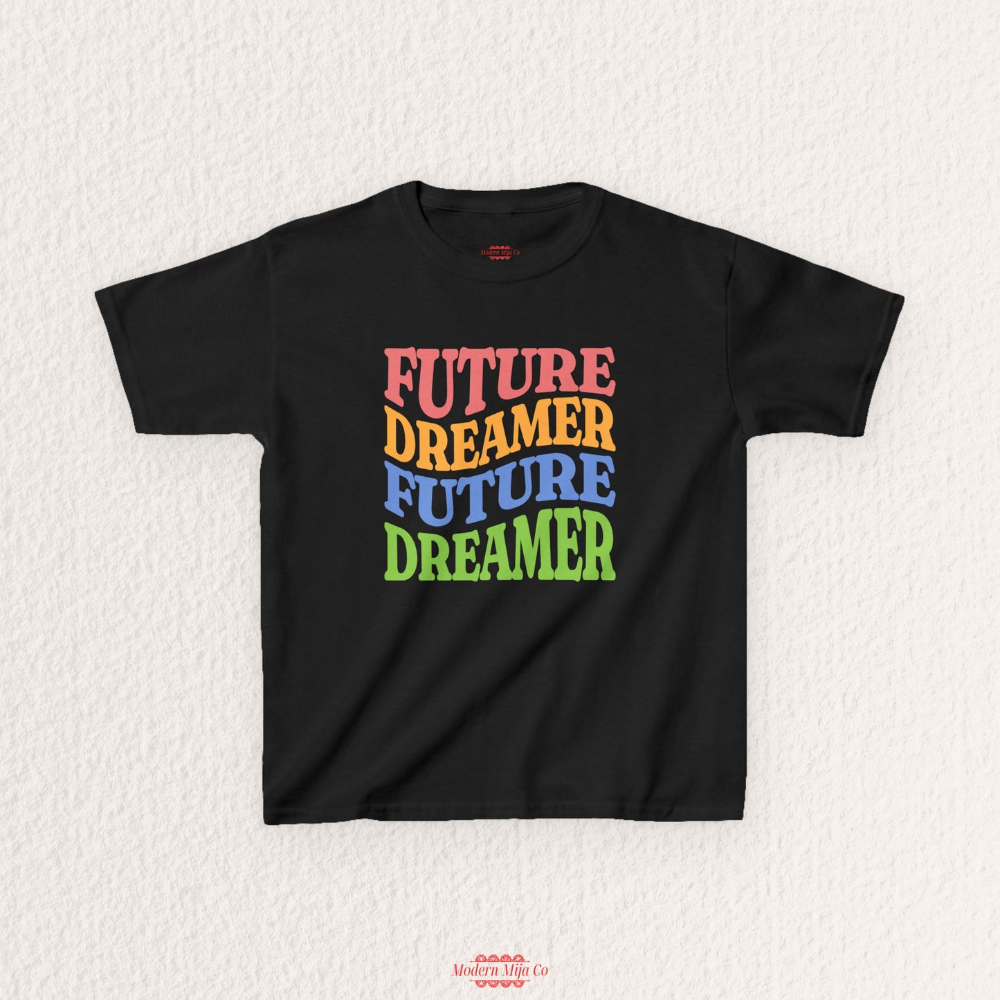 Future Dreamer Kids Tee | Retro Rainbow Stacked Text