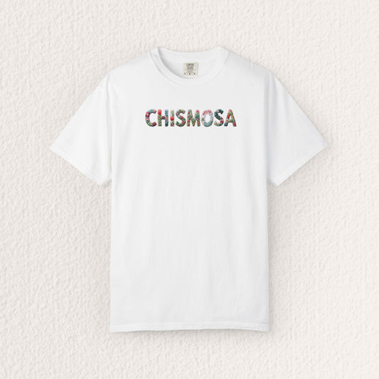 Chismosa Tee — Floral Embroidered Gossip Girl Shirt
